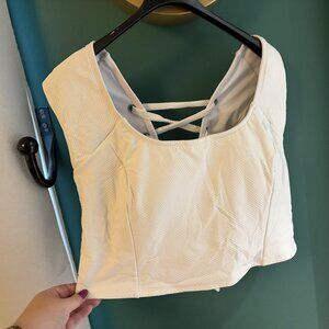 White Long Line Swim Top- Plus Size